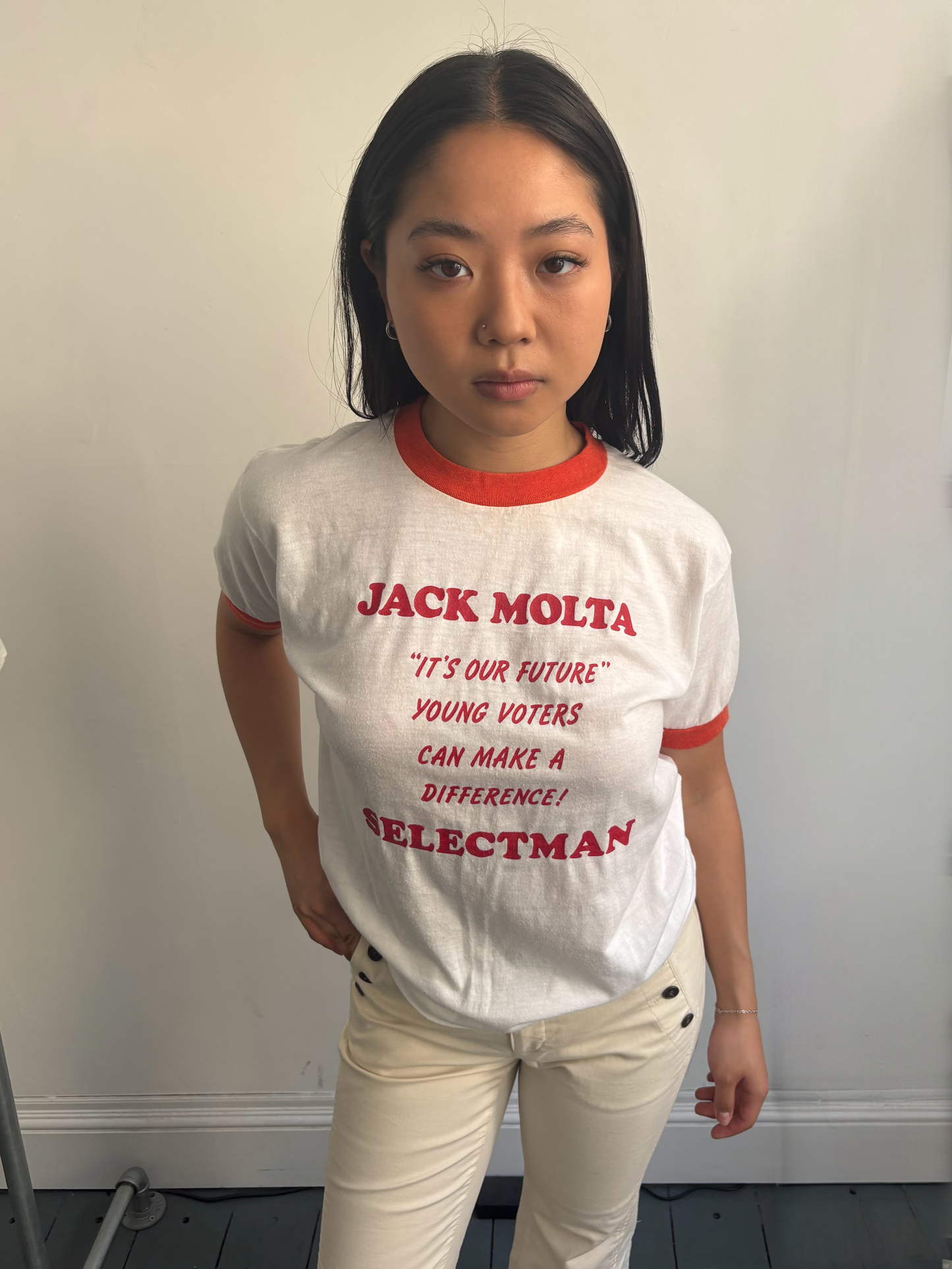 White and Red Ringer Tee