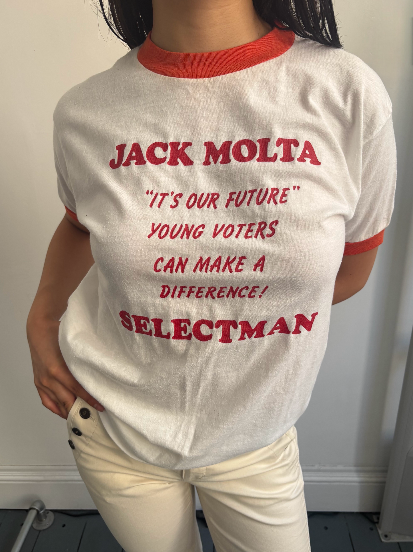 White and Red Ringer Tee