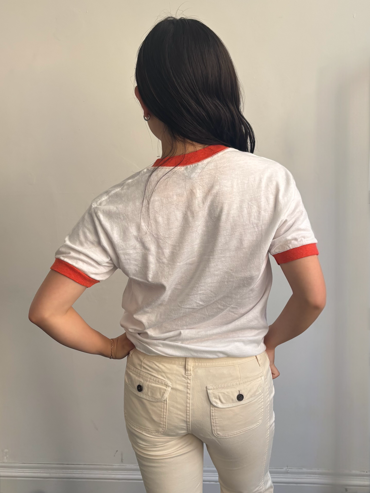 White and Red Ringer Tee