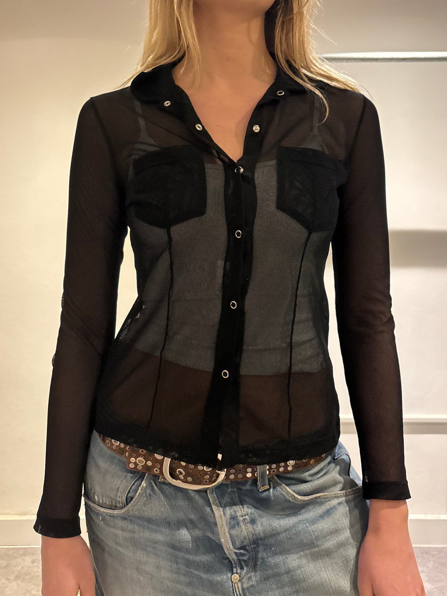 Black Mesh Shirt
