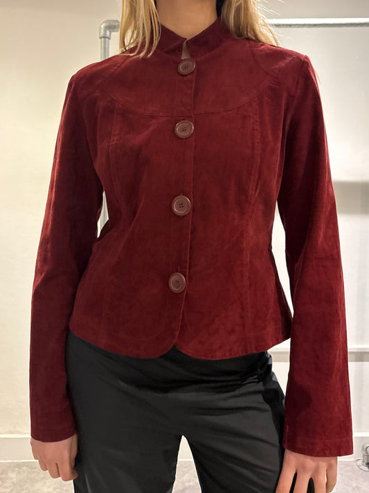 Dark Red High Neck Jacket