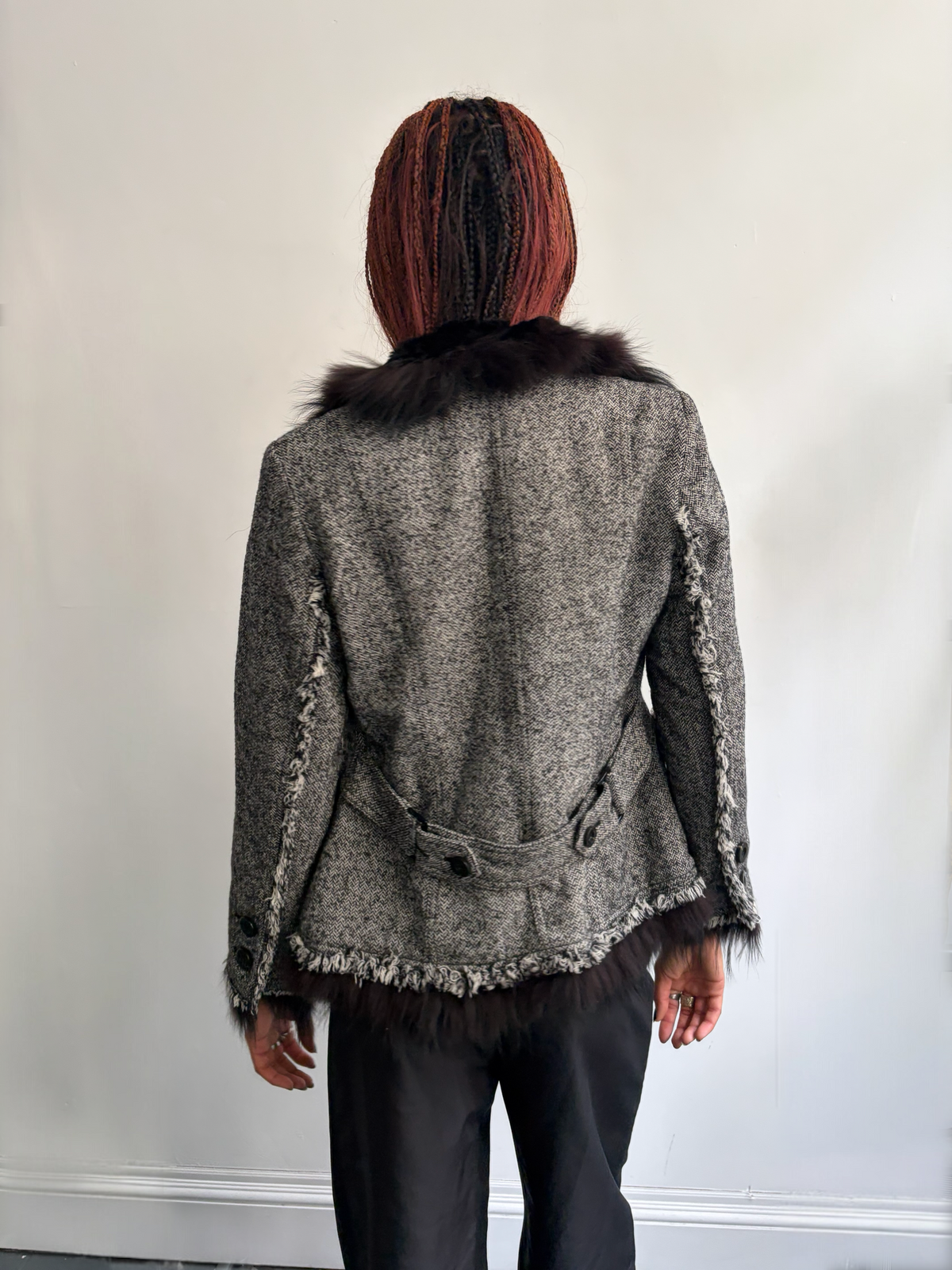 Tweed Fur Jacket