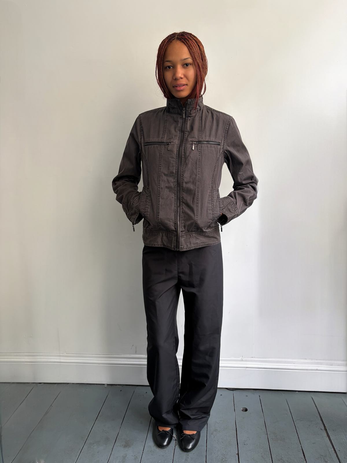 Brown High Neck Jacket