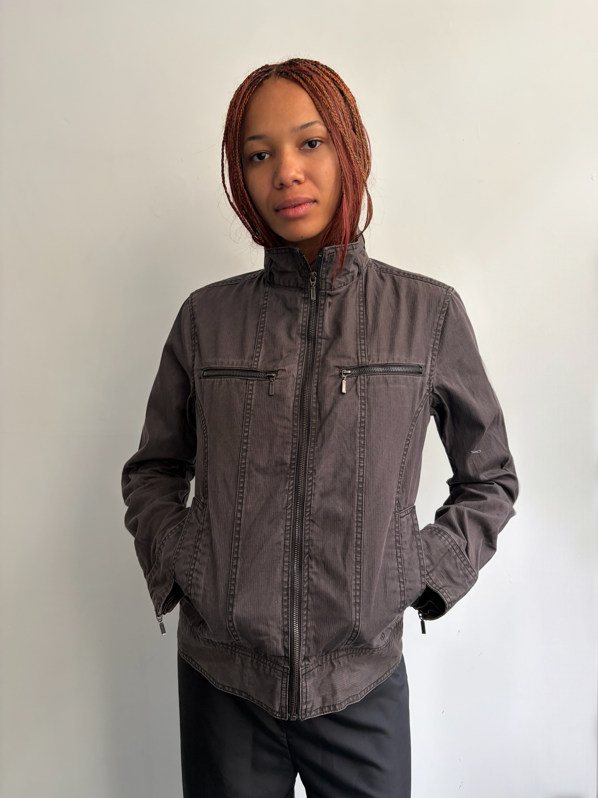 Brown High Neck Jacket