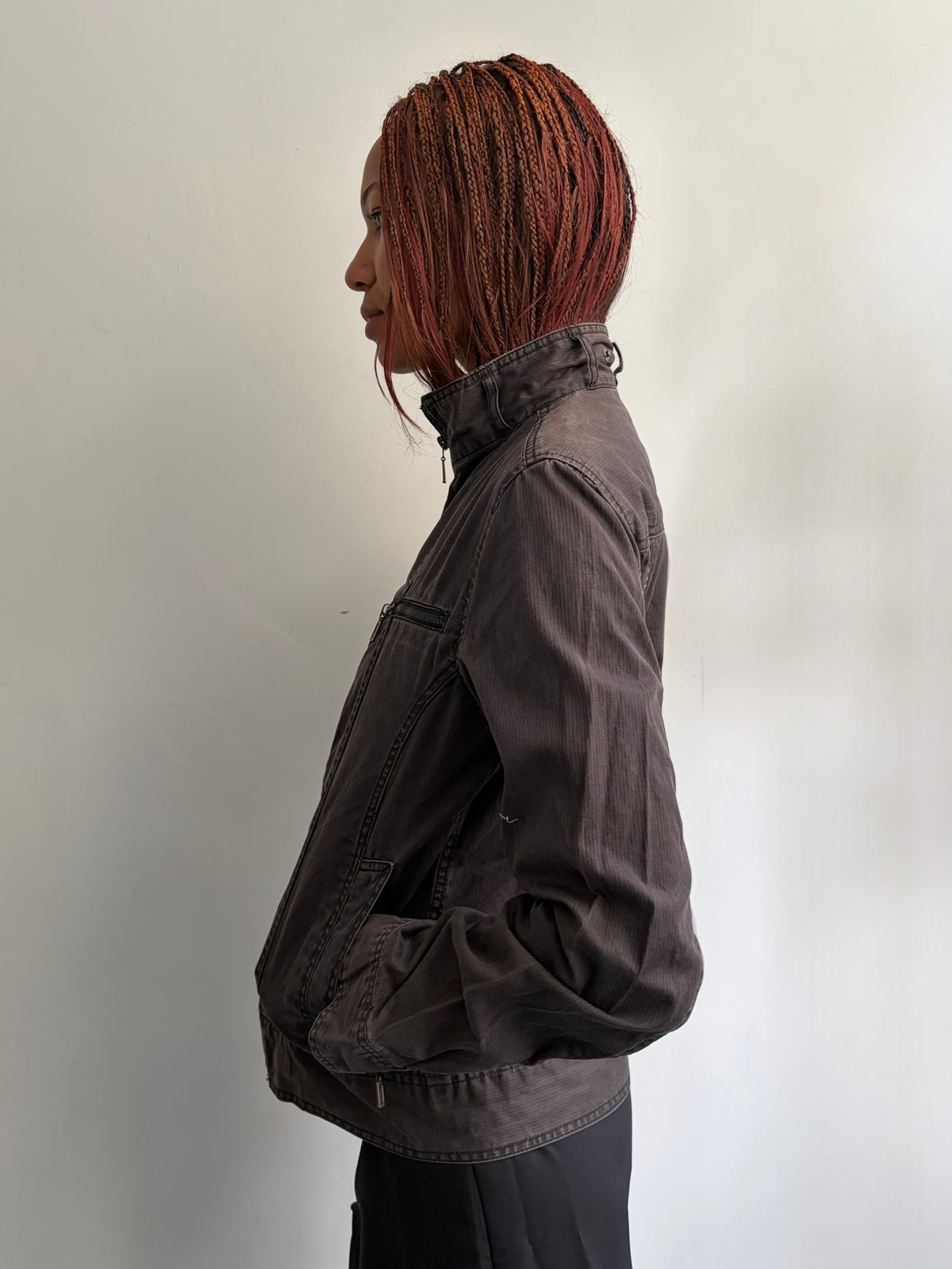 Brown High Neck Jacket