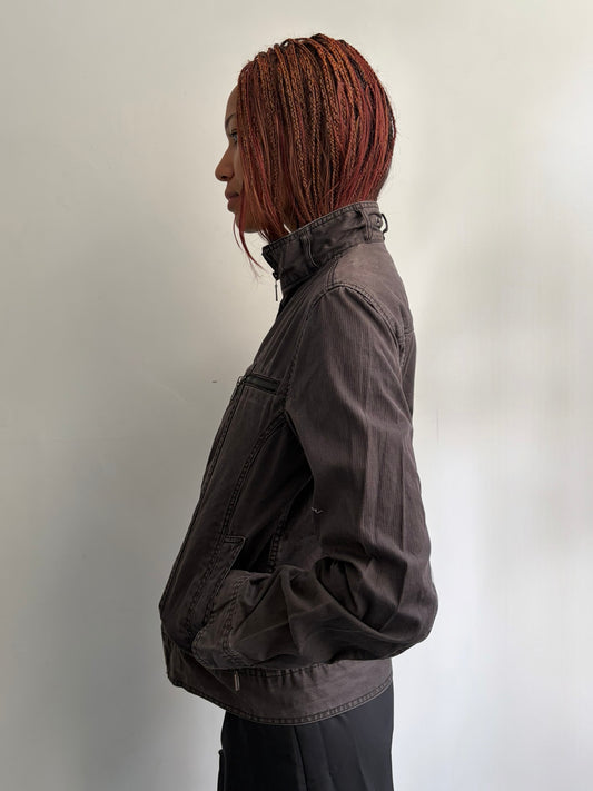 Brown High Neck Jacket