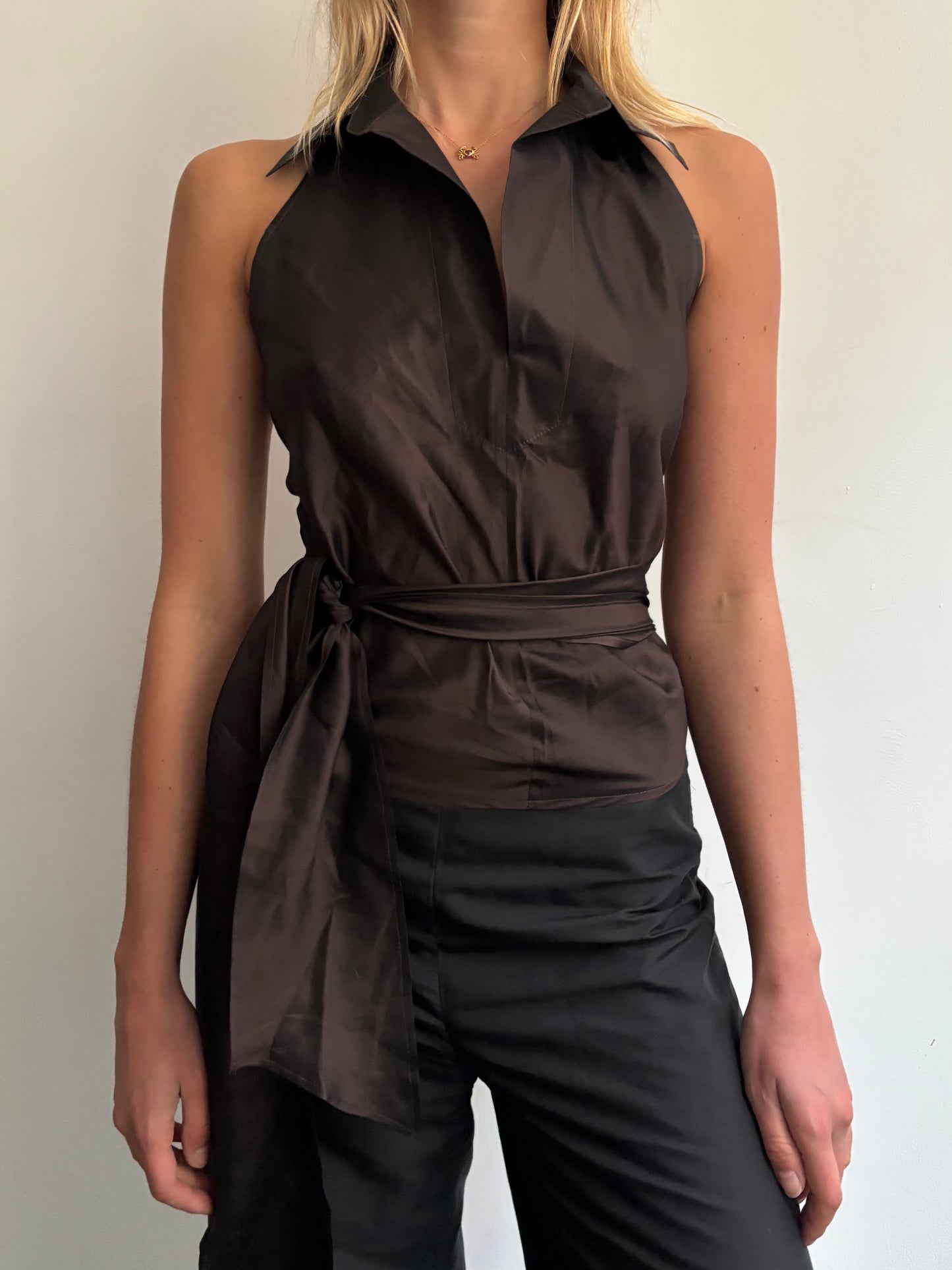 Brown Mesh Multiway Polo
