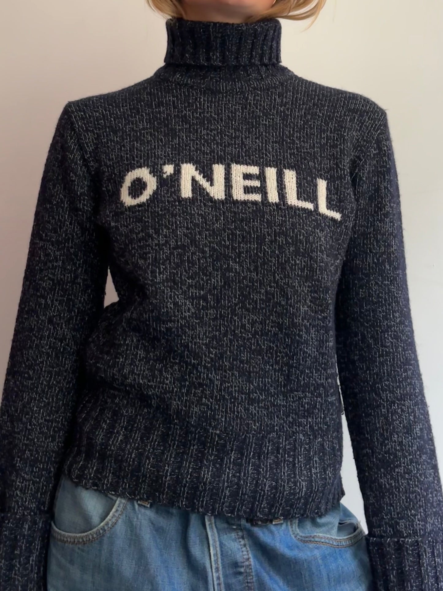 Navy Knitted Roll Neck