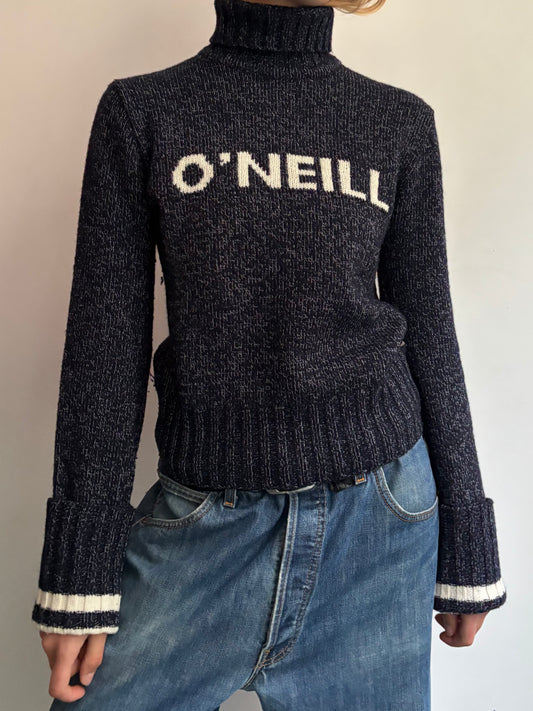 Navy Knitted Roll Neck