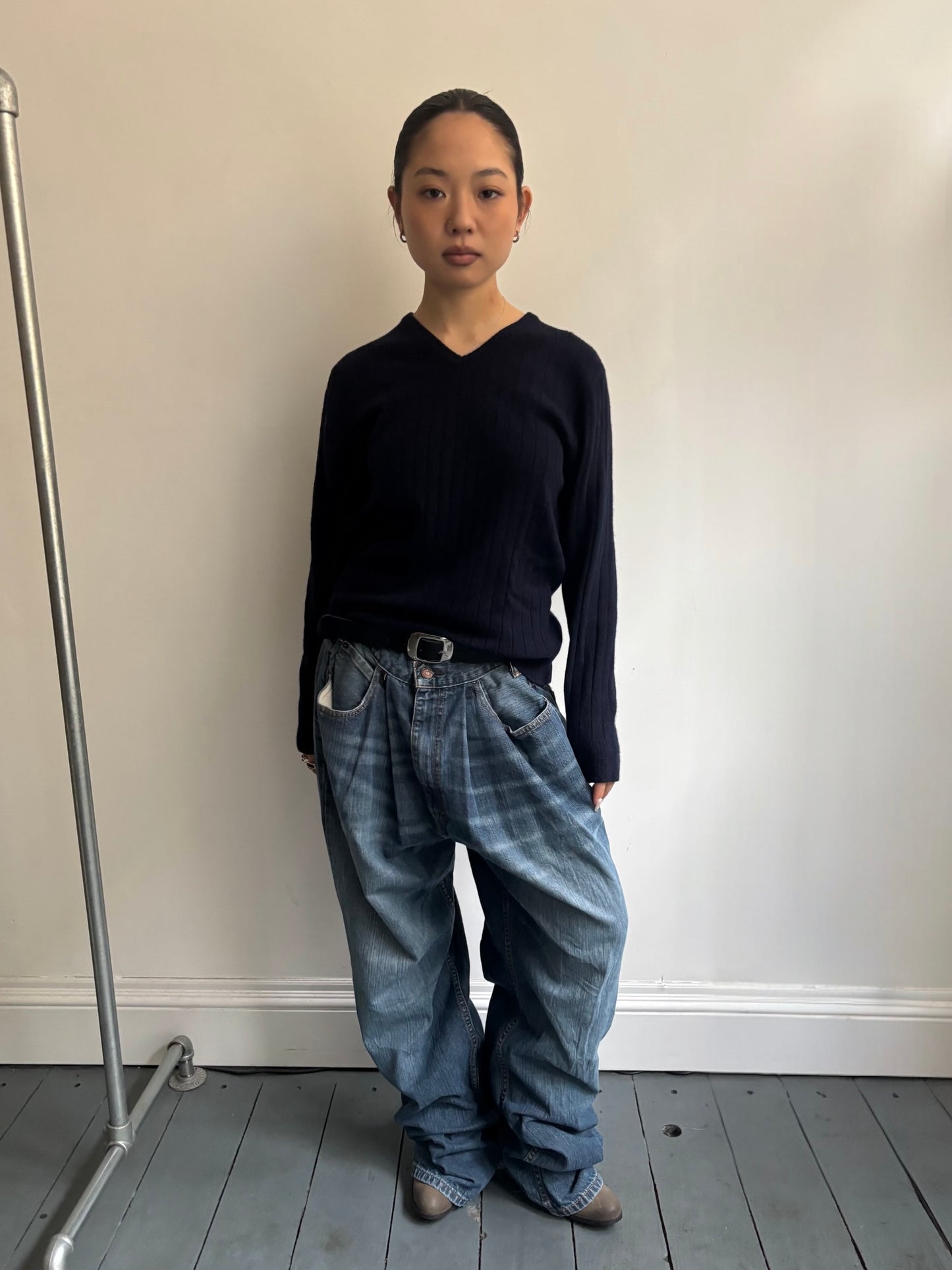 Burberry Navy V-Neck Jumper