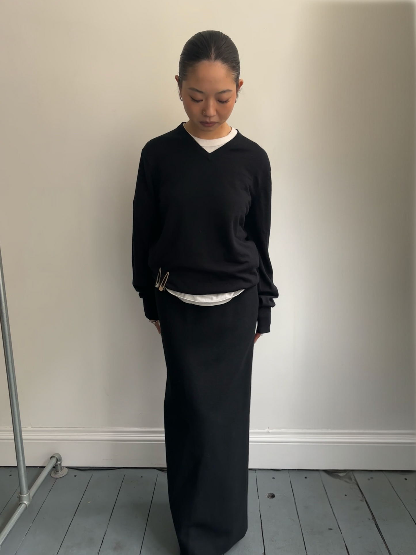 Jean Paul Gaultier Black Wool Maxi Skirt