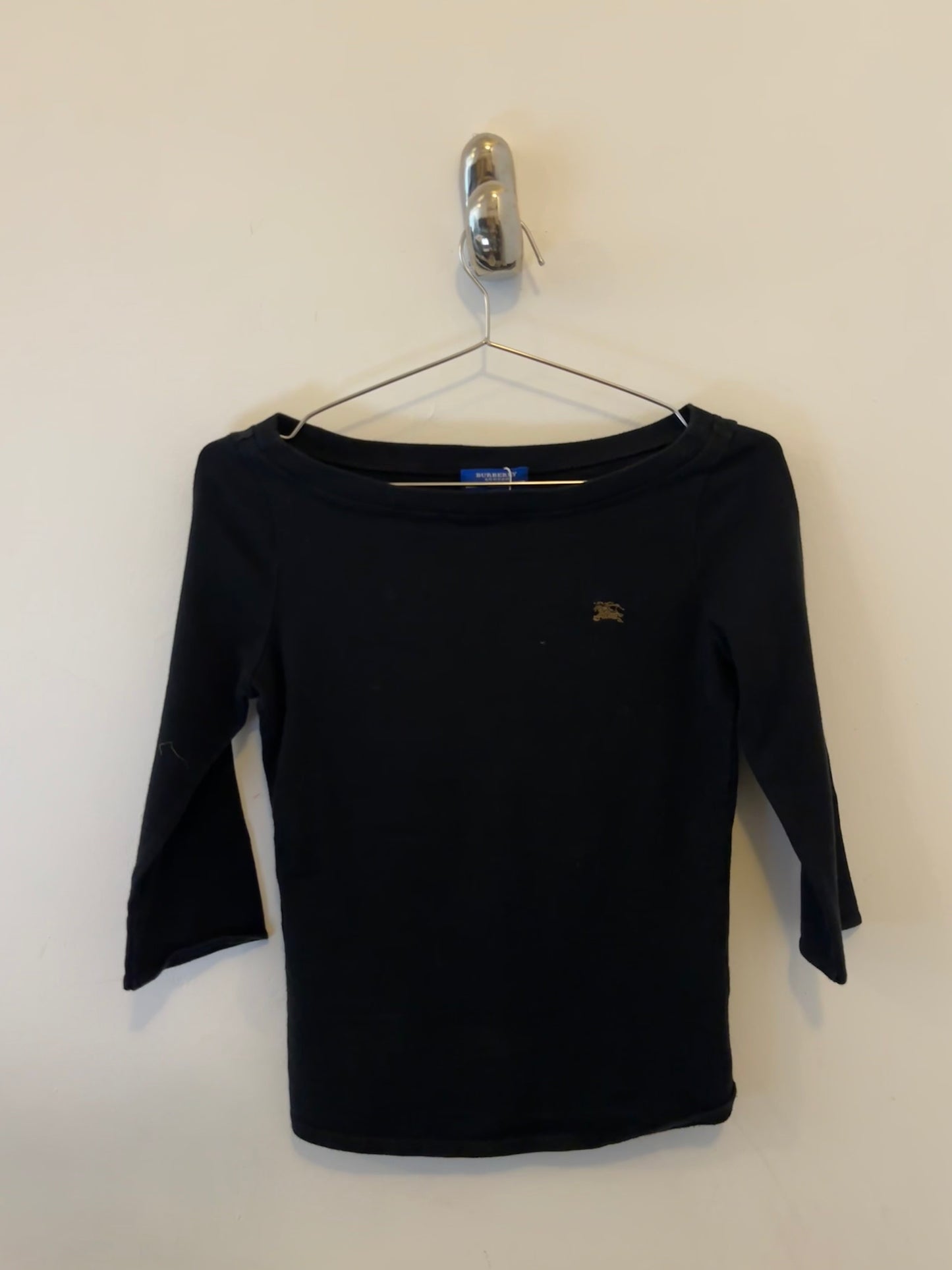 Black Burberry 3/4 Sleeve Top