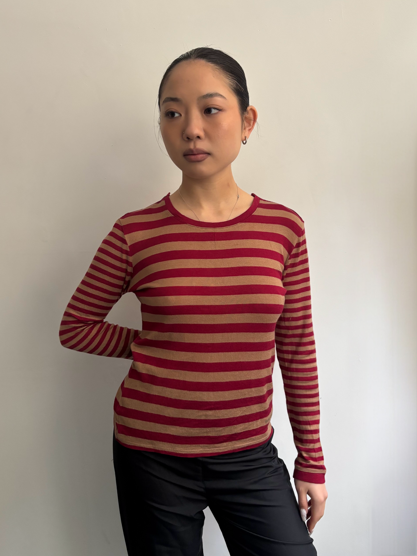 Burberry Red Stripe Long Sleeve Tee
