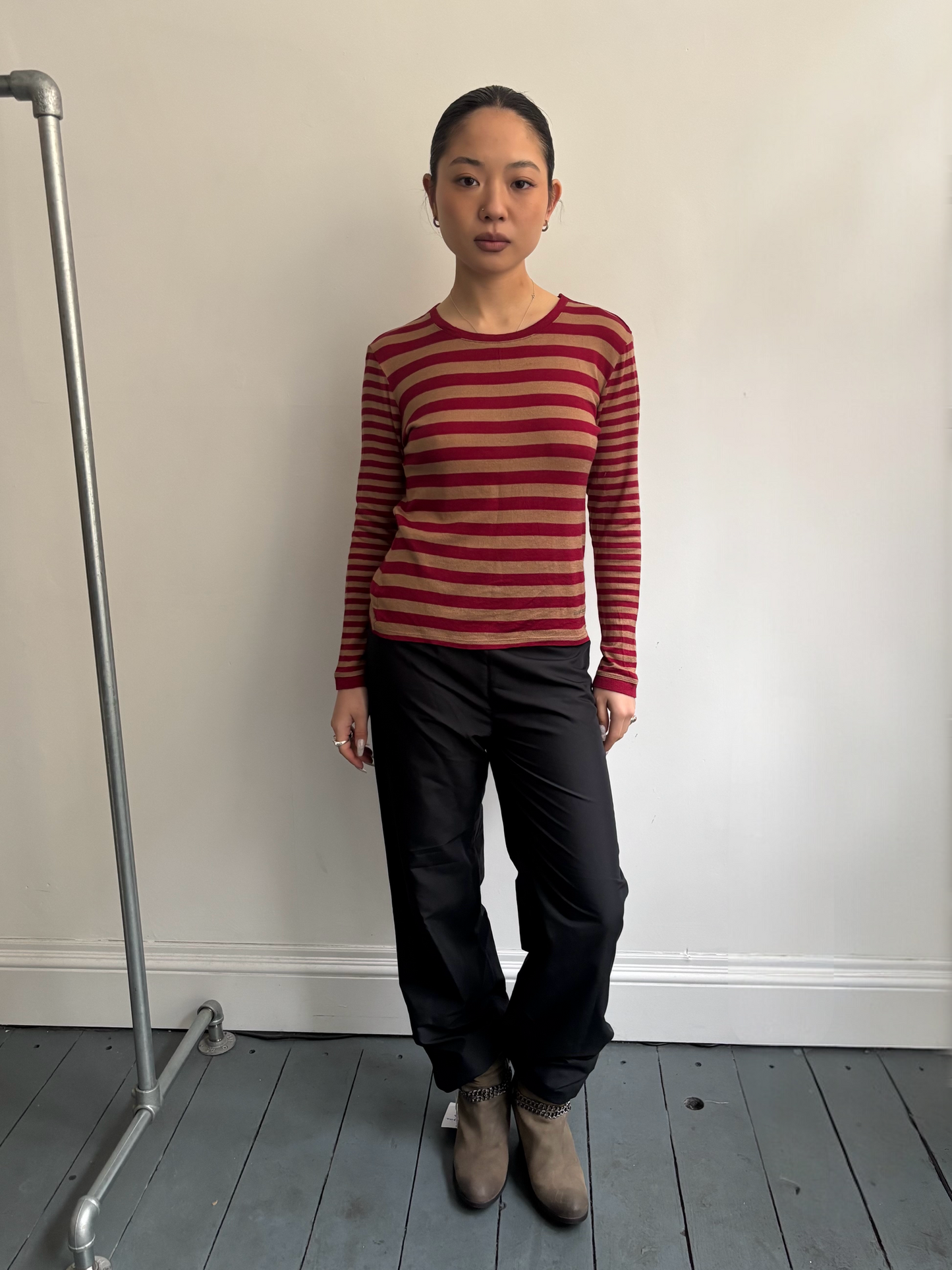Burberry Red Stripe Long Sleeve Tee