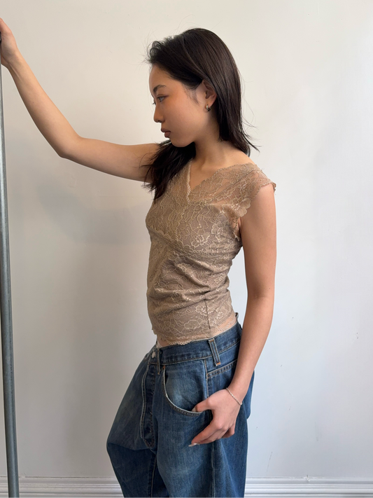 Taupe Lace Top