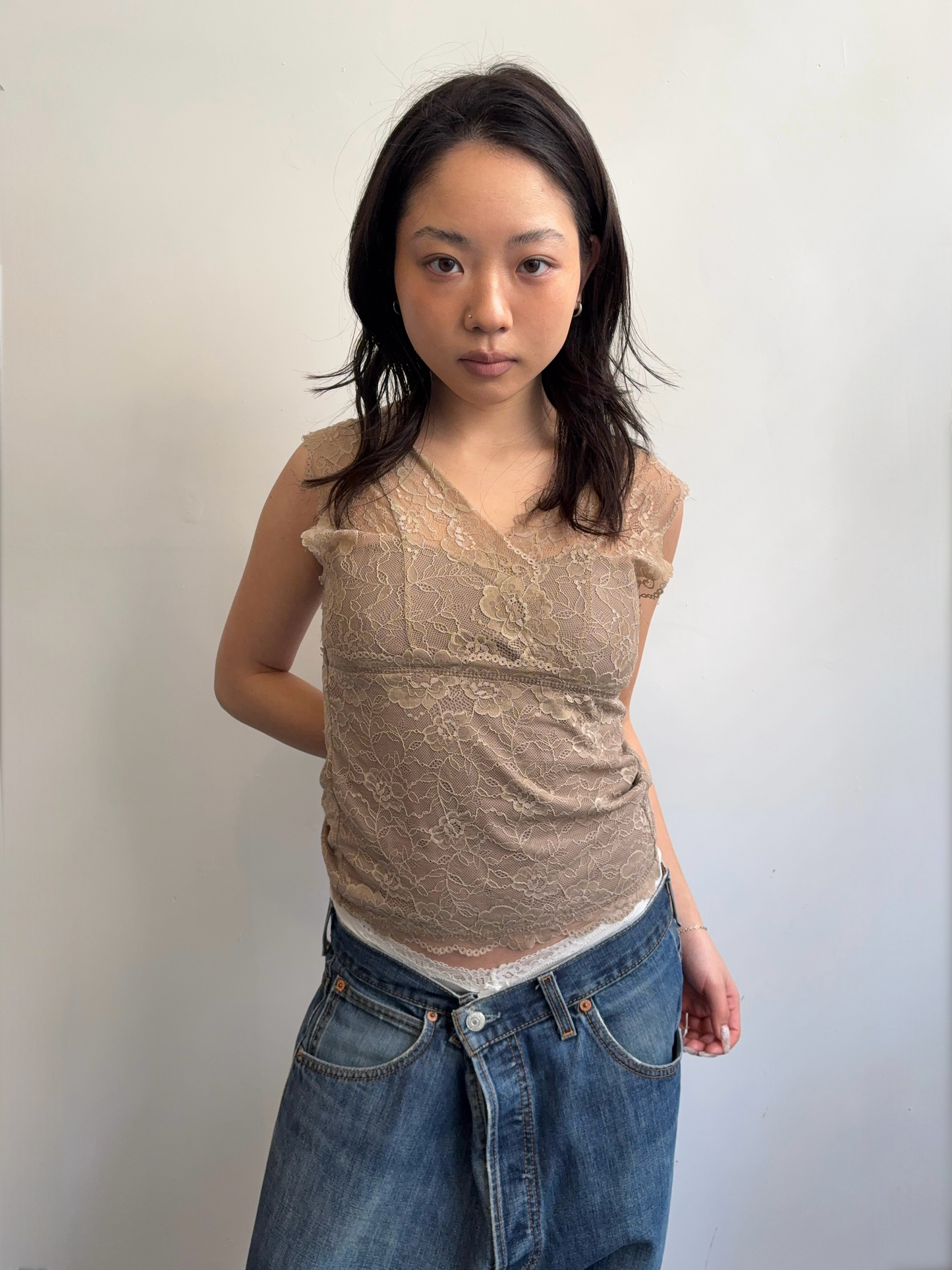 Taupe Lace Top