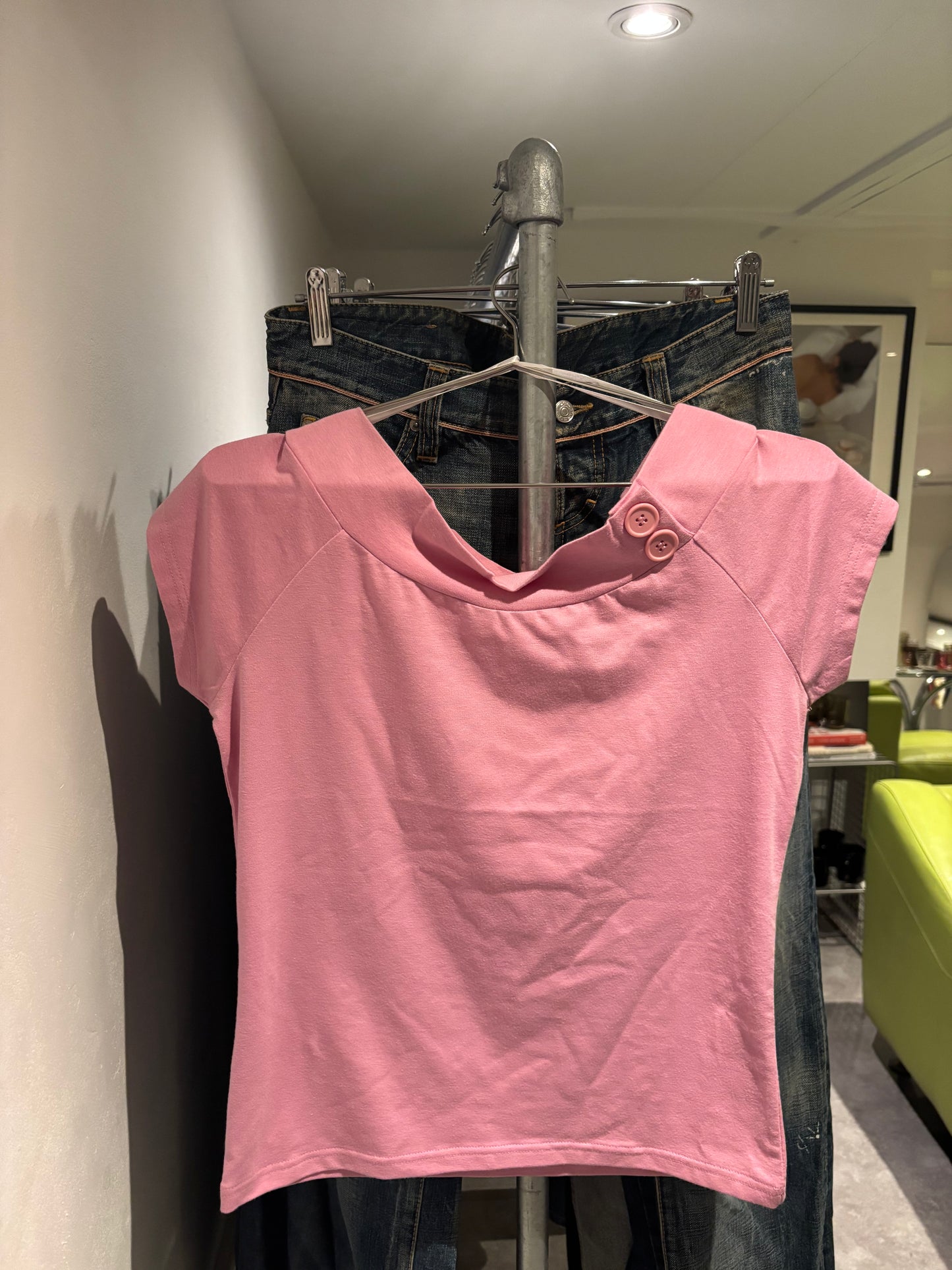 Pink Button Tee