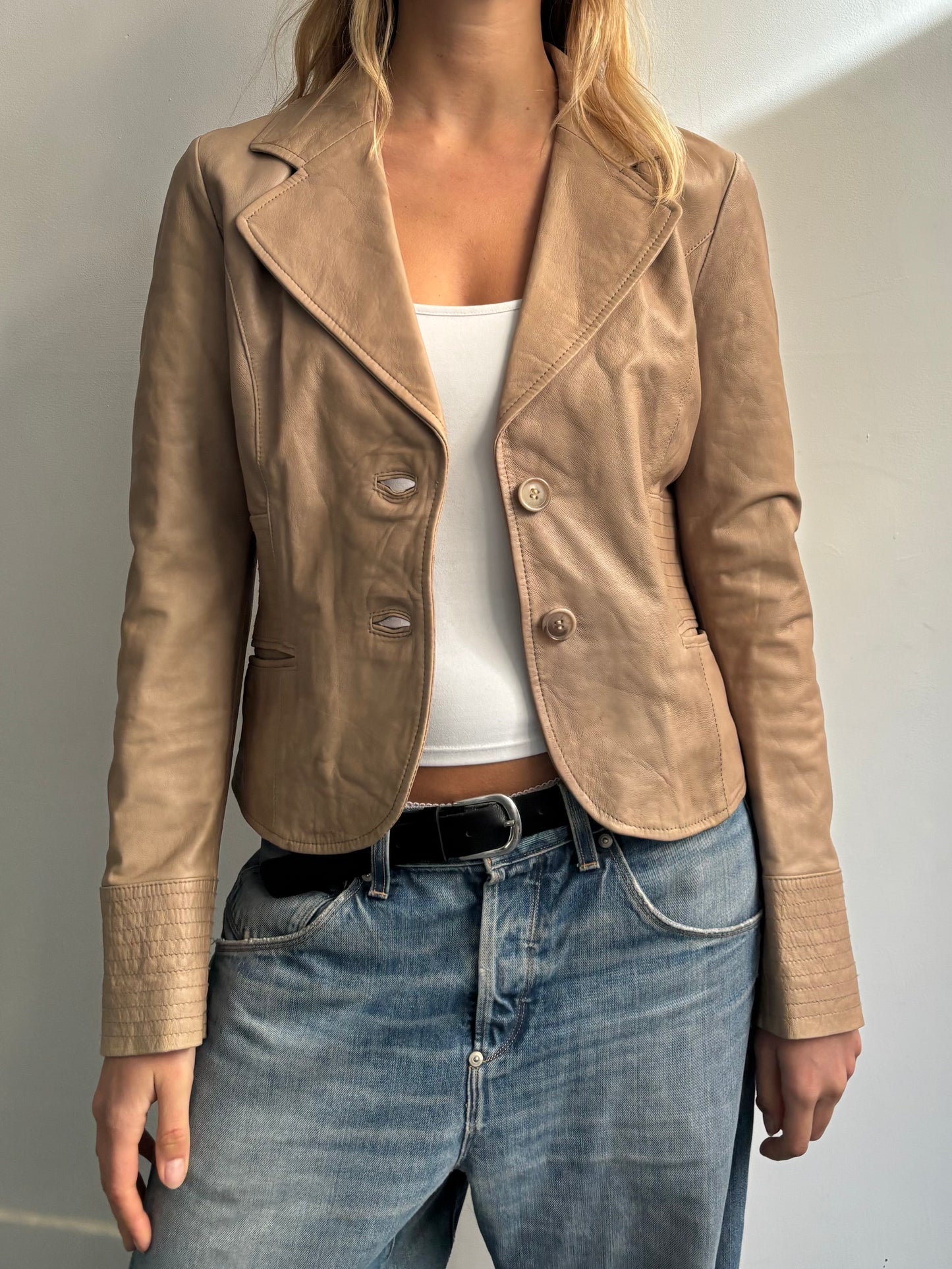 Beige Leather Jacket