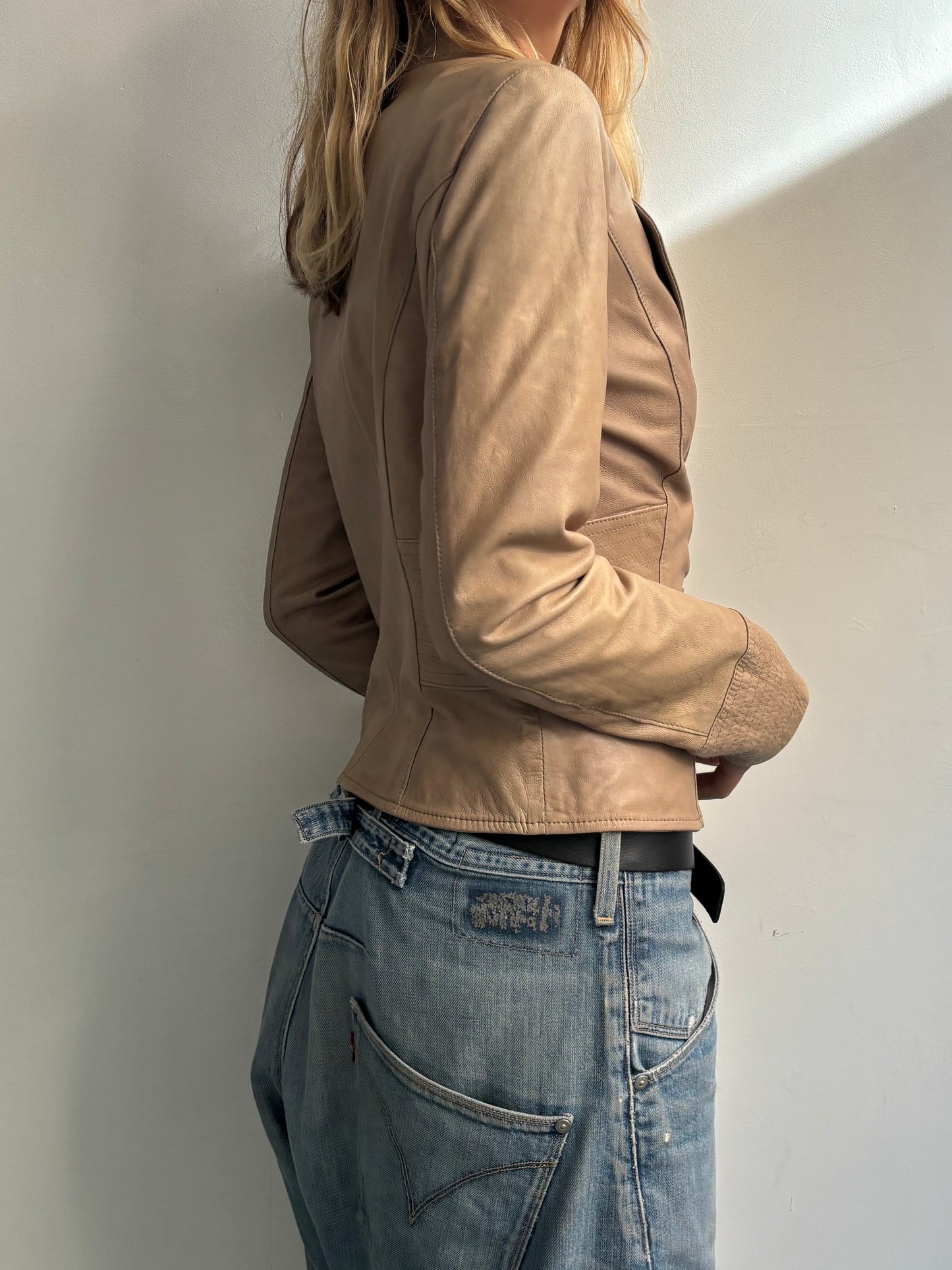 Beige Leather Jacket