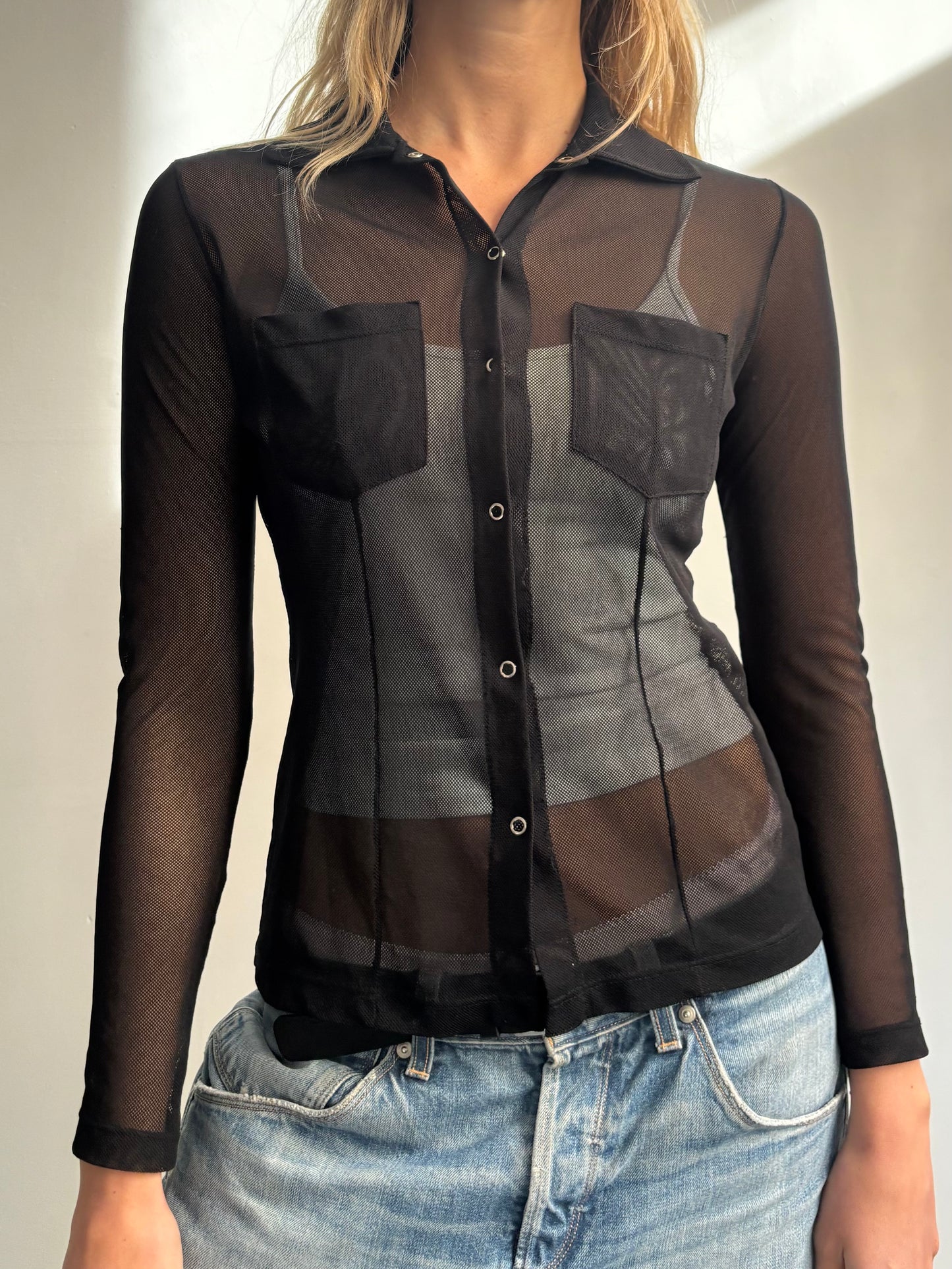 Black Mesh Shirt