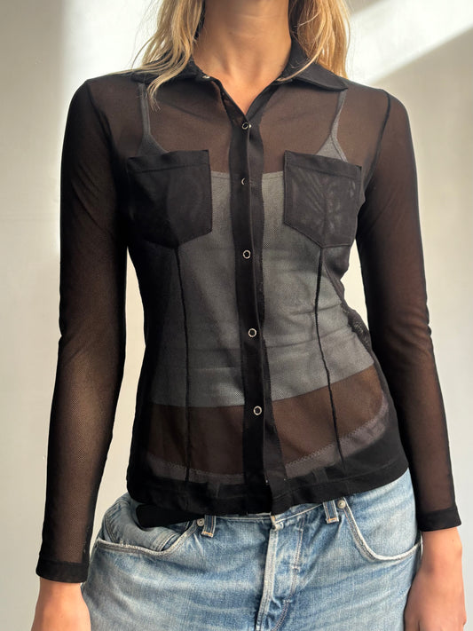 Black Mesh Shirt