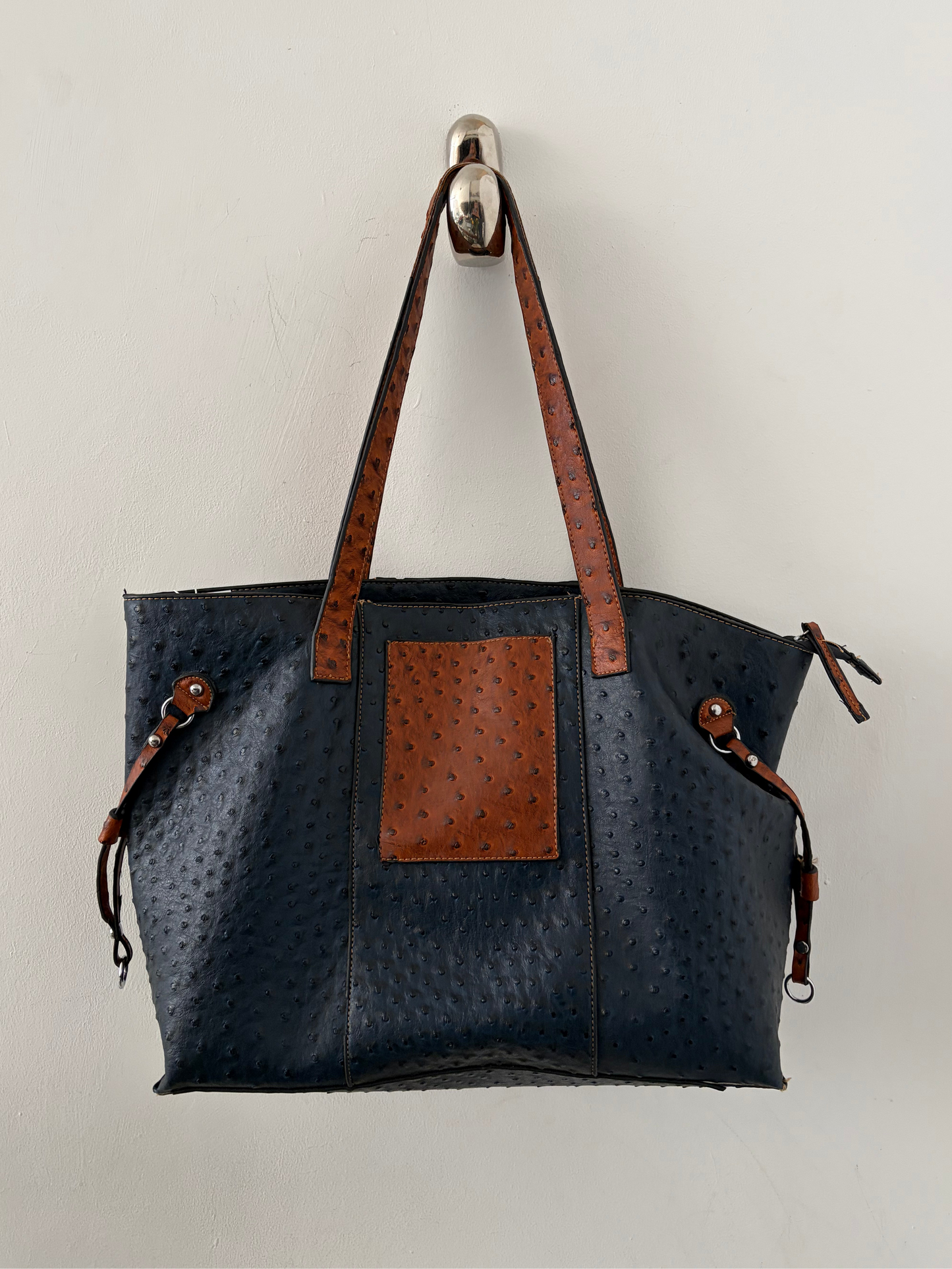 Ostrich Look Leather Bag