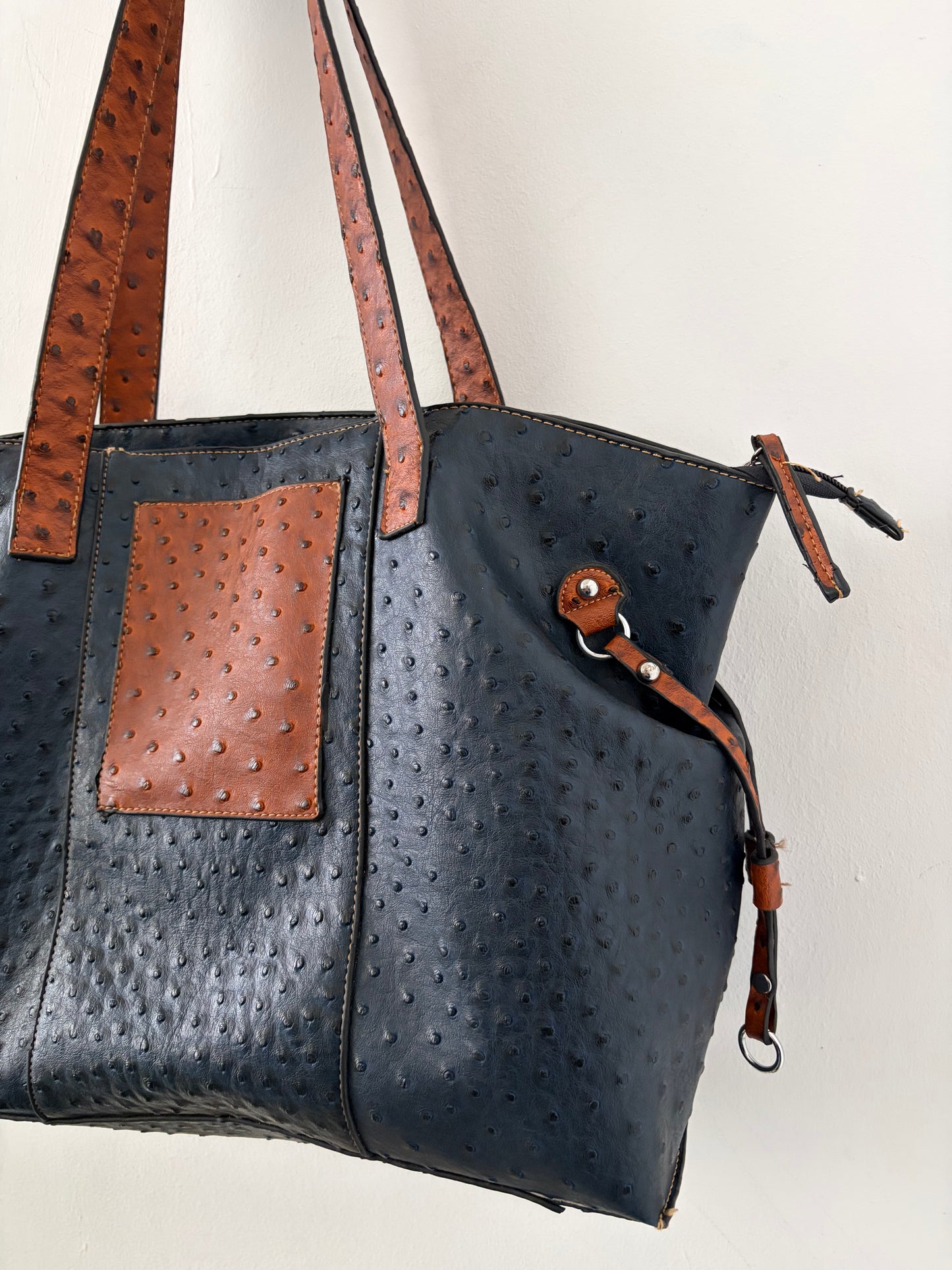 Ostrich Look Leather Bag