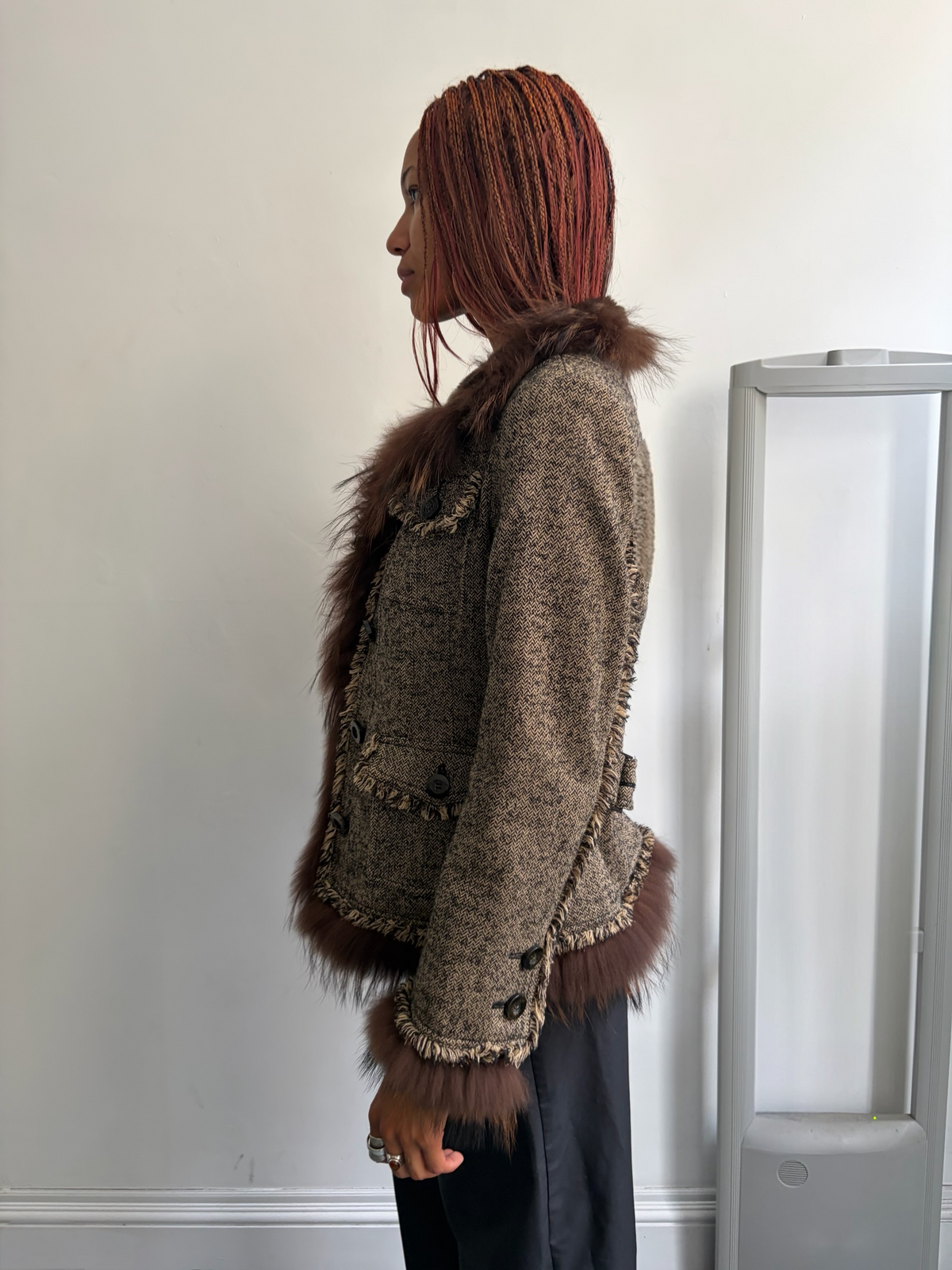 Tweed Fur Jacket