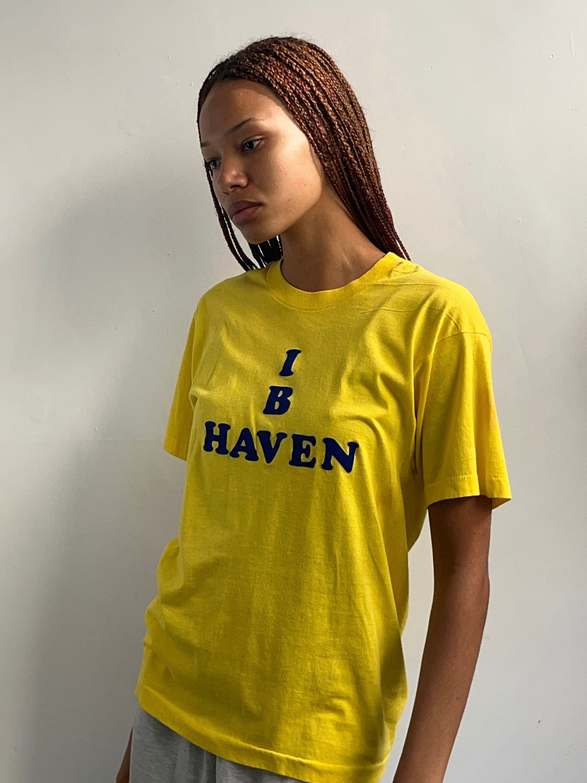 Yellow Flocked Letter Tee
